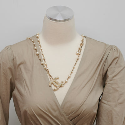 Chanel Long Necklace CC Pearls