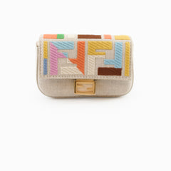 Fendi Kuban Canvas FF Embroidered Nano Baguette Charm