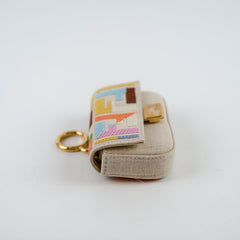 Fendi Kuban Canvas FF Embroidered Nano Baguette Charm