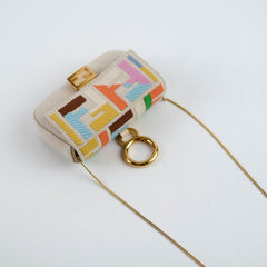 Fendi Kuban Canvas FF Embroidered Nano Baguette Charm