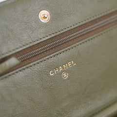 Chanel Wallet On Chain WOC Green Chevron