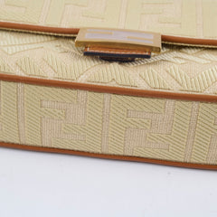 Fendi Raffia Vitello Medium Baguette Beige