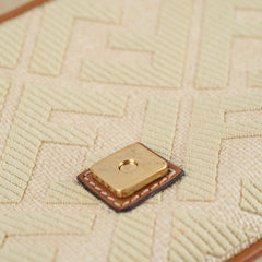 Fendi Raffia Vitello Medium Baguette Beige