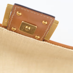 Fendi Raffia Vitello Medium Baguette Beige