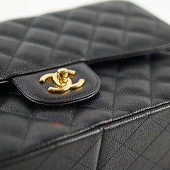 Chanel Classic Double Flap Jumbo Black Caviat GHW 24 Series