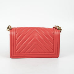 Chanel Old Medium Boy Chevron Lambskin Coral  - Series 27