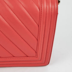 Chanel Old Medium Boy Chevron Lambskin Coral  - Series 27
