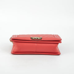 Chanel Old Medium Boy Chevron Lambskin Coral  - Series 27