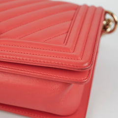 Chanel Old Medium Boy Chevron Lambskin Coral  - Series 27
