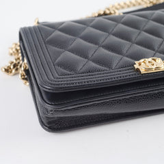 Chanel Boy Wallet on Chain Caviar WOC Black GHW