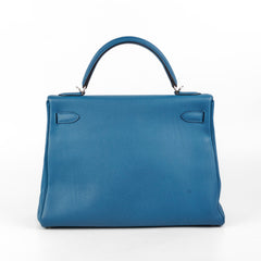 Hermes Kelly 32 Togo Blue- T Stamp