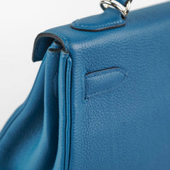 Hermes Kelly 32 Togo Blue- T Stamp