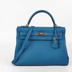 Hermes Kelly 32 Togo Blue- T Stamp