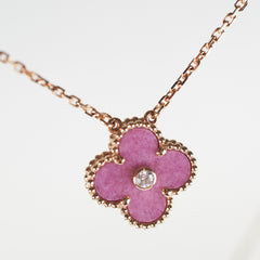 Hold for Rosie Van Cleef & Arpels Vintage Alhambra Rhodonite Holiday 2021 Diamond Necklace
