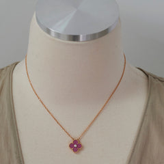 Hold for Rosie Van Cleef & Arpels Vintage Alhambra Rhodonite Holiday 2021 Diamond Necklace