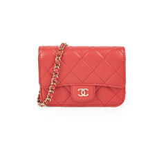 Chanel Classic Micro Clutch with Chain Red
