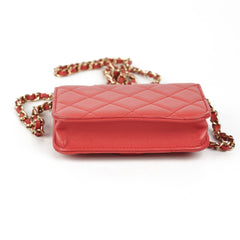 Chanel Classic Micro Clutch with Chain Red