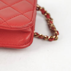 Chanel Classic Micro Clutch with Chain Red