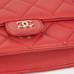 Chanel Classic Micro Clutch with Chain Red