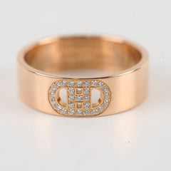 Hermes H'Ancre Diamond Ring Rose Gold Size 50