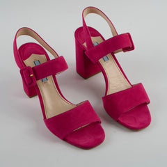 Prada Suede Block Heel Sandals Pink Size 39