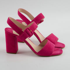 Prada Suede Block Heel Sandals Pink Size 39