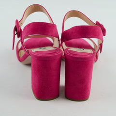 Prada Suede Block Heel Sandals Pink Size 39