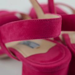 Prada Suede Block Heel Sandals Pink Size 39