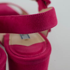 Prada Suede Block Heel Sandals Pink Size 39