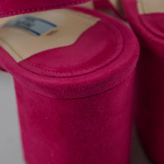 Prada Suede Block Heel Sandals Pink Size 39