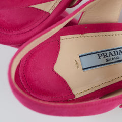 Prada Suede Block Heel Sandals Pink Size 39