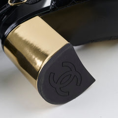 Chanel Patent Quilted Turnlock Sandals Black/Gold Size 40.5C