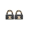 Chanel 23C Gold Black Turnlock Chain Handbag Earrings