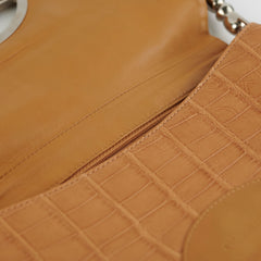 Dior Malice Croc Embossed Tan Shoulder Bag