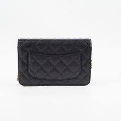 Chanel Black Caviar Wallet On Chain WOC GHW