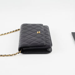 Chanel Black Caviar Wallet On Chain WOC GHW