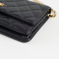 Chanel Black Caviar Wallet On Chain WOC GHW