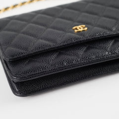 Chanel Black Caviar Wallet On Chain WOC GHW
