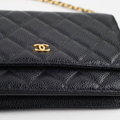 Chanel Black Caviar Wallet On Chain WOC GHW