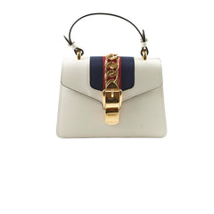 Gucci Sylvie White Mini Top Handle Crossbody Bag