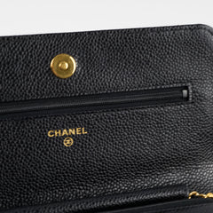 Chanel Black Caviar Wallet On Chain WOC GHW