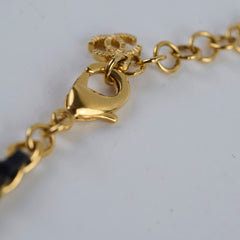Chanel Gold & Black Leather Chain Choker Costume Jewellery
