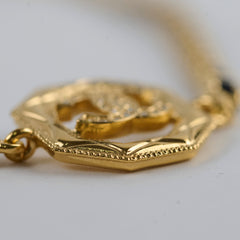 Chanel Gold & Black Leather Chain Choker Costume Jewellery