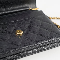 Chanel Black Caviar Wallet On Chain WOC GHW