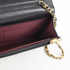 Chanel Black Caviar Wallet On Chain WOC GHW
