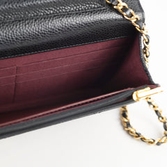 Chanel Black Caviar Wallet On Chain WOC GHW