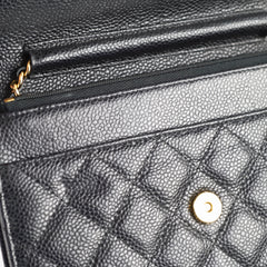 Chanel Black Caviar Wallet On Chain WOC GHW