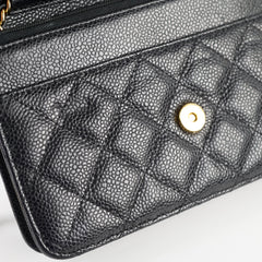 Chanel Black Caviar Wallet On Chain WOC GHW
