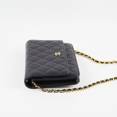 Chanel Caviar Wallet on Chain WOC Black