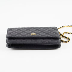 Chanel Caviar Wallet on Chain WOC Black